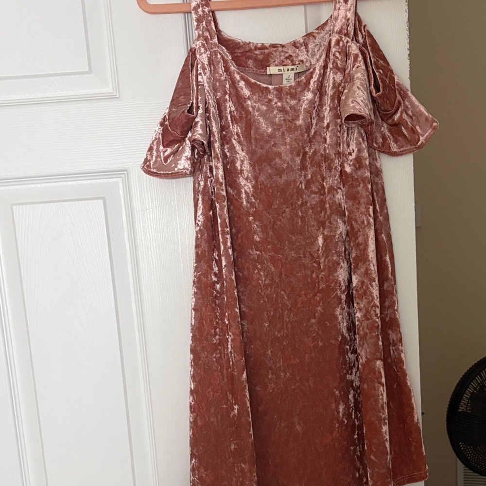 Blush Velvet Cold Shoulder Dress
